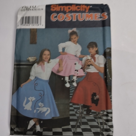 Simplicity Sewing Pattern 7210 Girls Circle Skirt Poodle Skirt Size 8-14 Cats - Picture 1 of 2